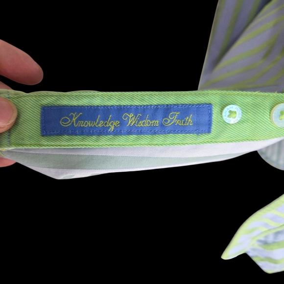 Robert Graham Lime and Sky Blue Striped Shirt Size 2XL - Picture 2 of 10